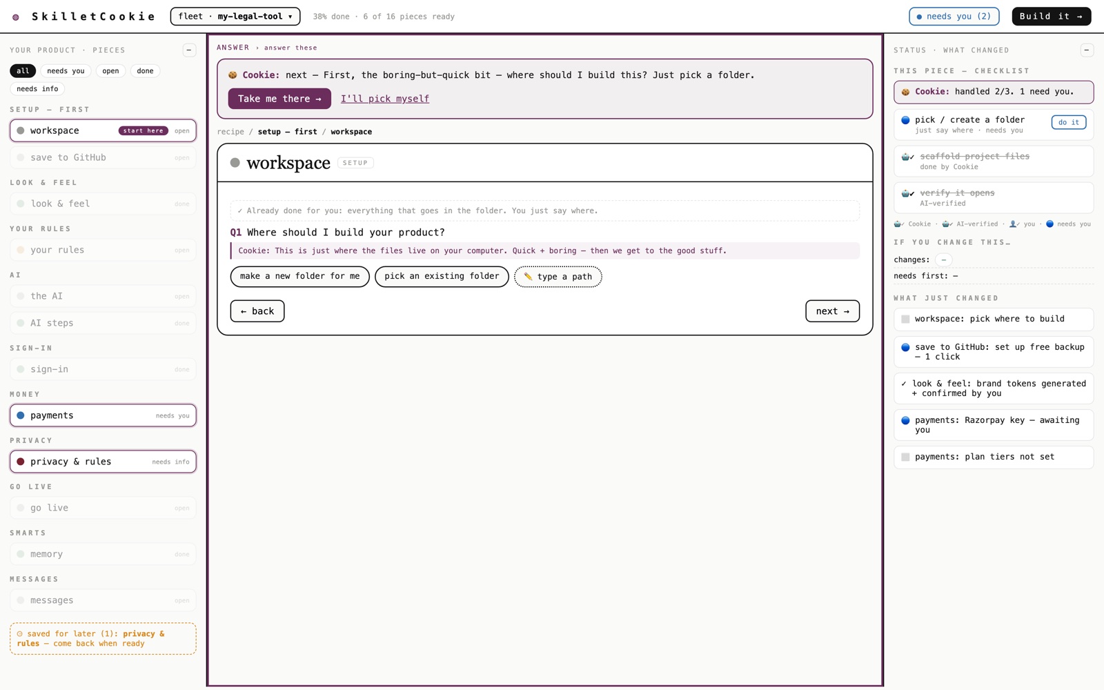 SkilletCookie — the AI product builder